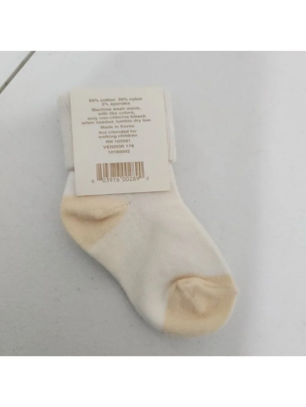 Anne Geddes Nurseryroom Infant Socks Cream & Tan 63% Cotton Size 0-6 Months